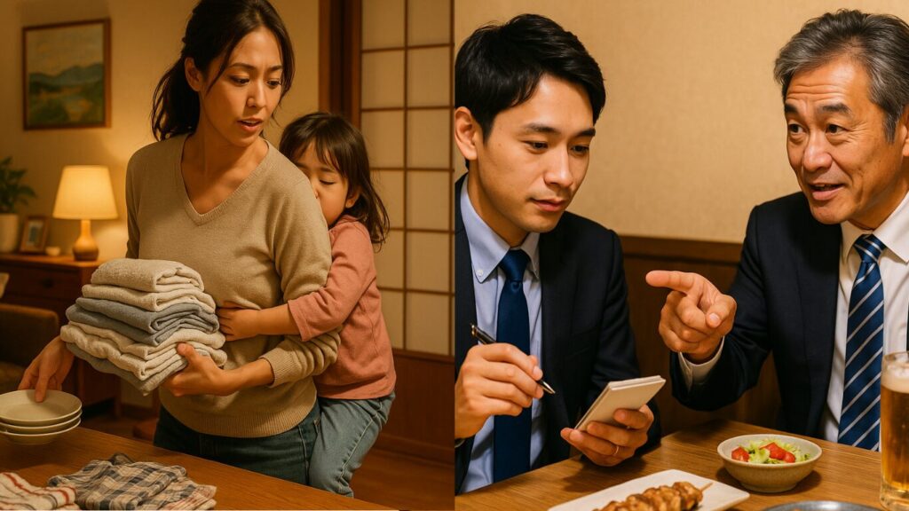 飲み会と家事の対比