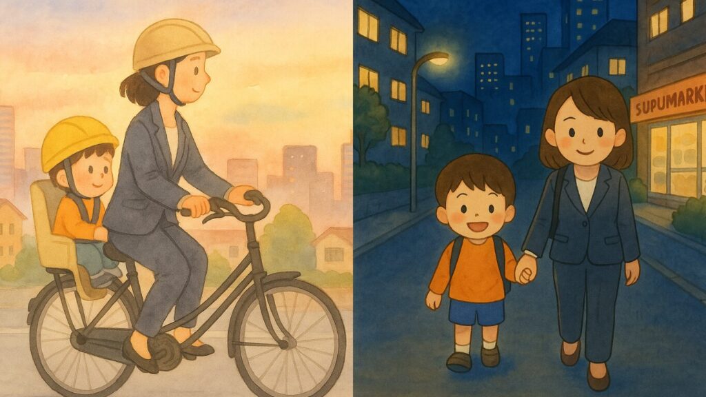 夕方お迎えとよるお迎えのイメージ