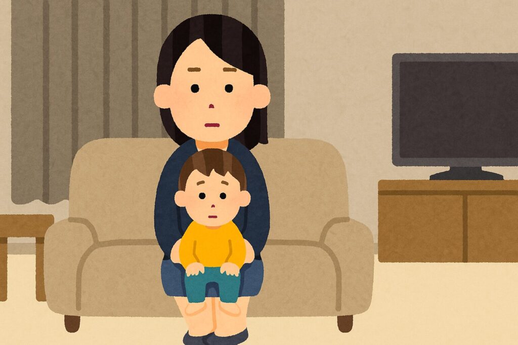 部屋で二人きりの母子