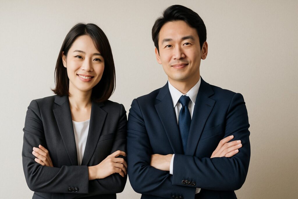 スーツ姿の男性と女性