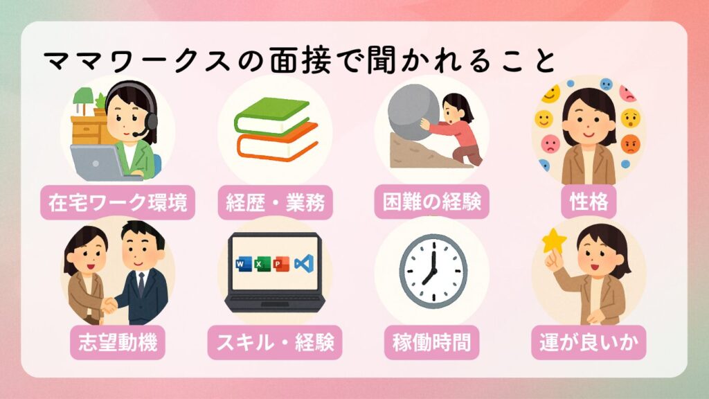 ママワークスの面接で聞かれること