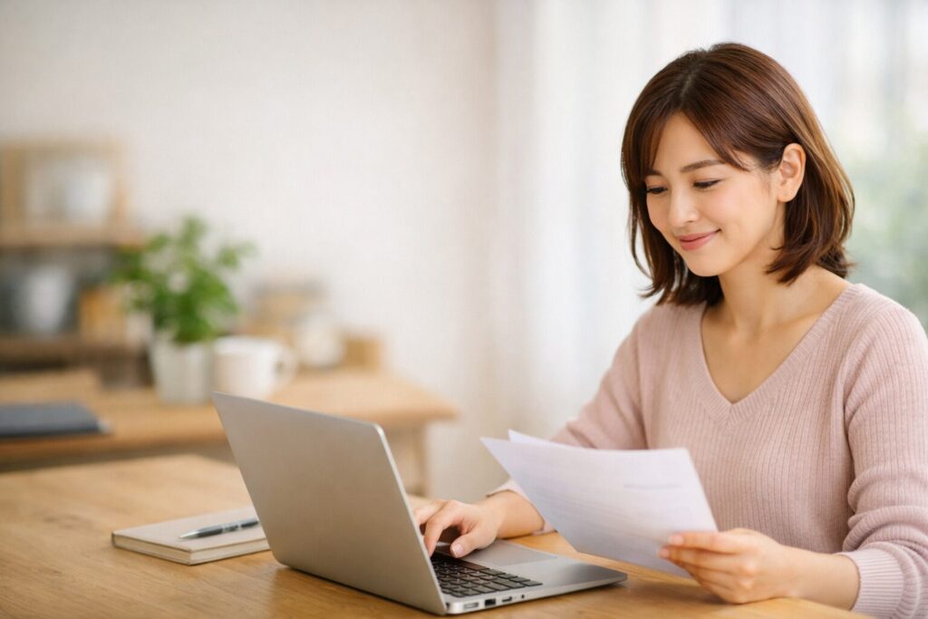 書類作成中の女性