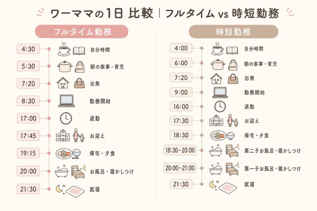 時短勤務とフルタイムの比較